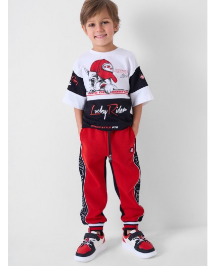Брюки трикотажные для мальчиков black, red