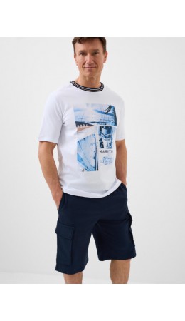 Комплект трикотажный для мужчин: фуфайка (футболка), шорты white, dark blue