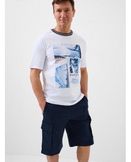 Комплект трикотажный для мужчин: фуфайка (футболка), шорты white, dark blue