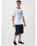 Комплект трикотажный для мужчин: фуфайка (футболка), шорты white, dark blue