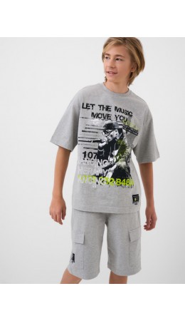 Комплект трикотажный для мальчиков: фуфайка (футболка), шорты grey