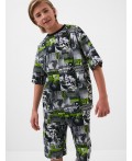 Комплект трикотажный для мальчиков: фуфайка (футболка), шорты white, light green, black
