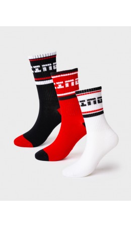 Носки трикотажные для мальчиков, 3 пары в комплекте белый,черный,красный