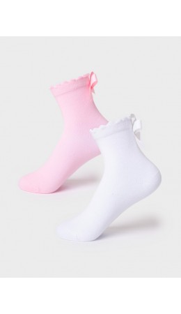 Носки трикотажные для девочек, 2 пары в комплекте white, pale pink