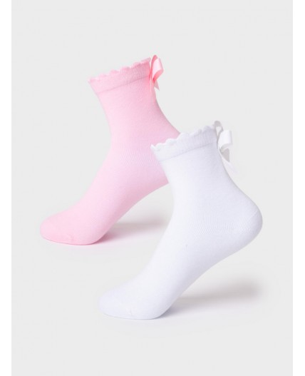 Носки трикотажные для девочек, 2 пары в комплекте white, pale pink