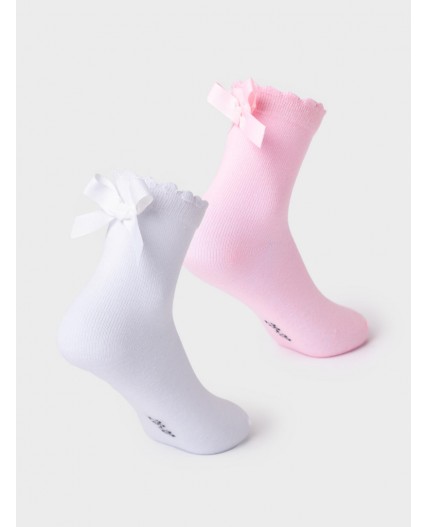 Носки трикотажные для девочек, 2 пары в комплекте white, pale pink