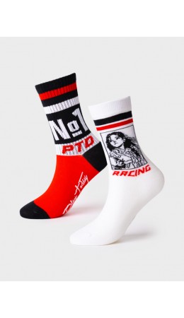 Носки трикотажные для девочек, 2 пары в комплекте black, white, red