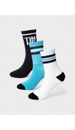 Носки трикотажные для мальчиков, 3 пары в комплекте black, white, turquoise