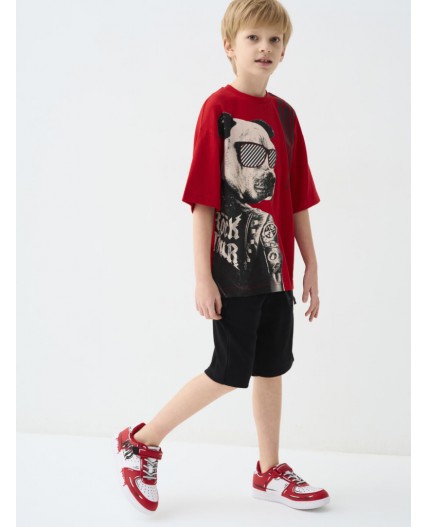 Полуботинки для мальчиков красный,белый