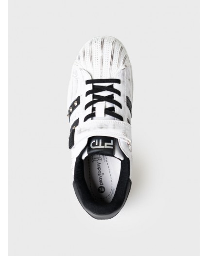 Полуботинки для мальчиков белый,черный