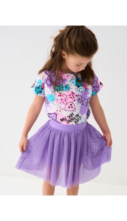 Юбка-шорты трикотажные для девочек сиреневый