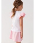 Комплект трикотажный для девочек: джемпер (футболка), шорты white, pale pink