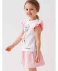 Комплект трикотажный для девочек: джемпер (футболка), шорты white, pale pink