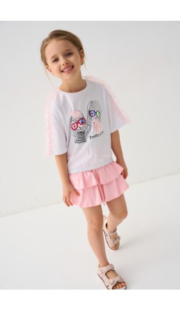 Юбка-шорты трикотажные для девочек pale pink