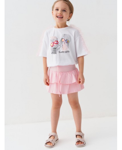 Юбка-шорты трикотажные для девочек pale pink