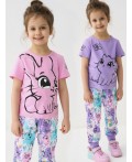 Фуфайка трикотажная для девочек (футболка), 2 шт в комплекте pink, lilac