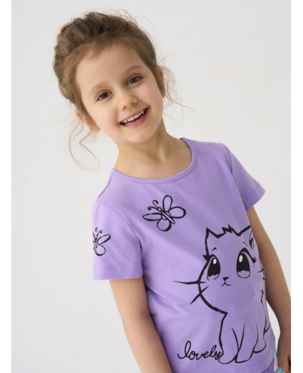 Фуфайка трикотажная для девочек (футболка), 2 шт в комплекте pink, lilac