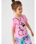Фуфайка трикотажная для девочек (футболка), 2 шт в комплекте pink, lilac