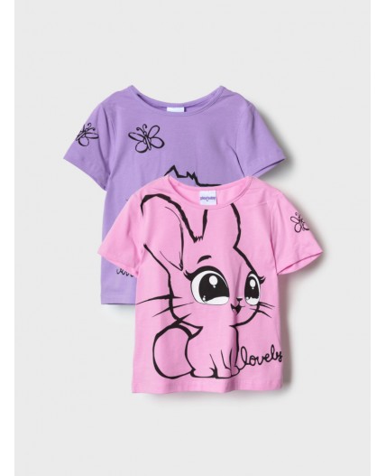 Фуфайка трикотажная для девочек (футболка), 2 шт в комплекте pink, lilac
