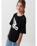 Фуфайка трикотажная для девочек (футболка) black