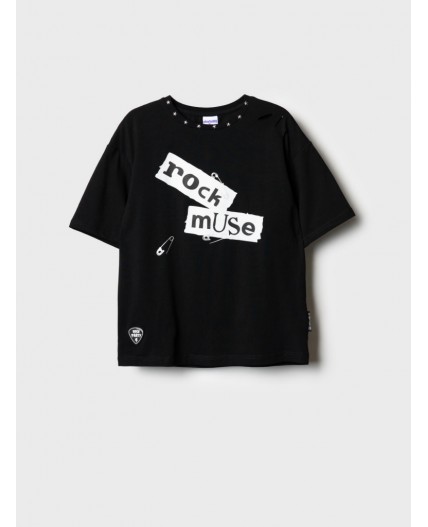 Фуфайка трикотажная для девочек (футболка) black