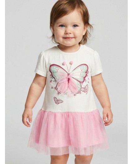 Платье детское трикотажное для девочек white, pink