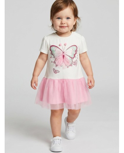 Платье детское трикотажное для девочек white, pink