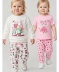 Брюки детские трикотажные для девочек, 2 пары в комплекте multicolor