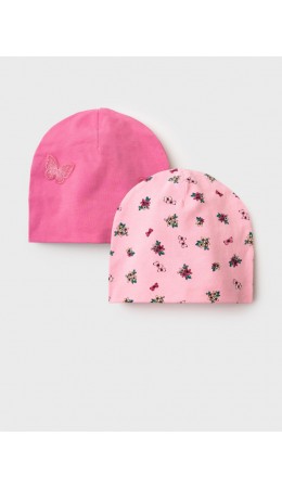 Шапка детская трикотажная для девочек, 2 шт в комплекте multicolor