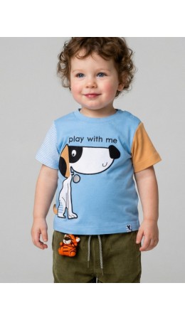 Джемпер детский трикотажный для мальчиков (футболка) brown, light blue, white