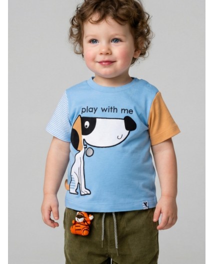 Джемпер детский трикотажный для мальчиков (футболка) brown, light blue, white