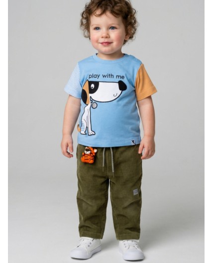 Джемпер детский трикотажный для мальчиков (футболка) brown, light blue, white