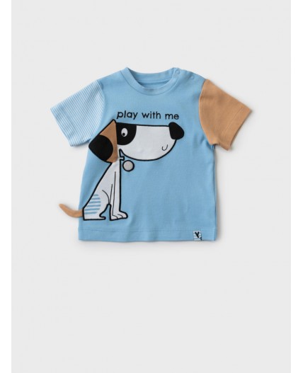 Джемпер детский трикотажный для мальчиков (футболка) brown, light blue, white