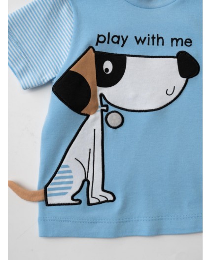 Джемпер детский трикотажный для мальчиков (футболка) brown, light blue, white