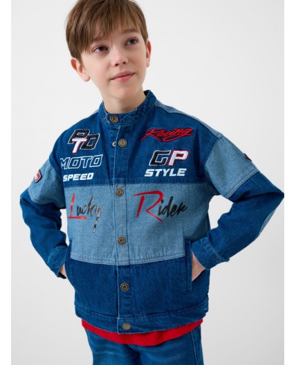 Куртка текстильная джинсовая для мальчиков синий