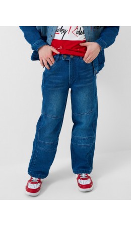 Брюки текстильные джинсовые для мальчиков синий