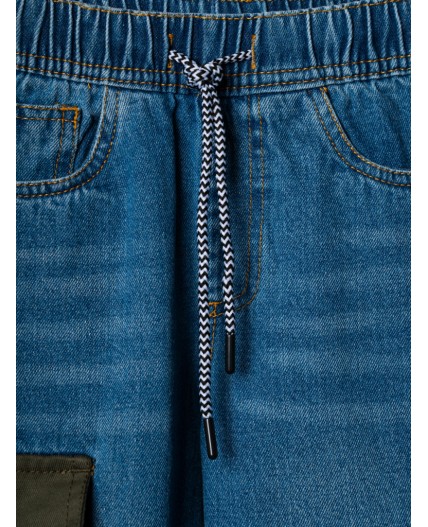 Брюки текстильные джинсовые для мальчиков dark blue, dark green