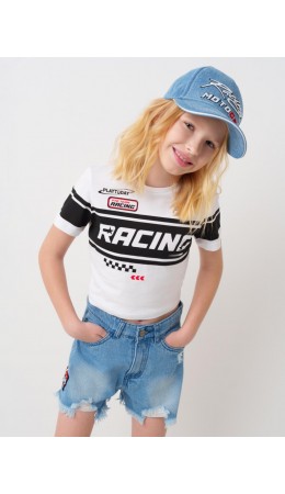 Шорты текстильные джинсовые для девочек blue