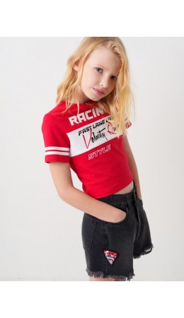 Шорты текстильные джинсовые для девочек black