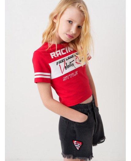 Шорты текстильные джинсовые для девочек black