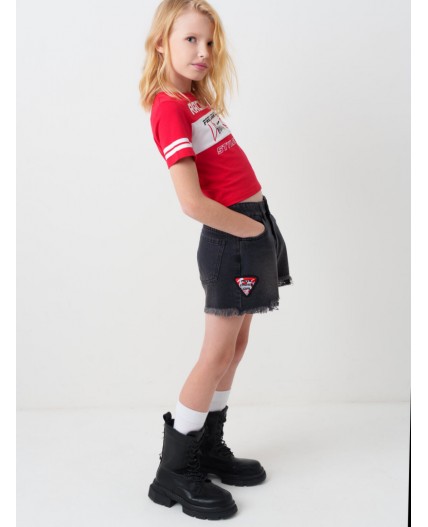 Шорты текстильные джинсовые для девочек black
