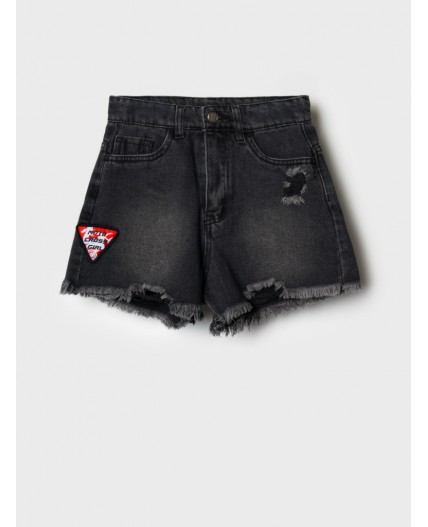 Шорты текстильные джинсовые для девочек black