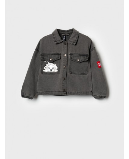 Куртка текстильная джинсовая для девочек black