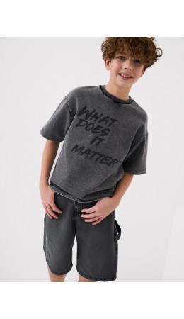 Шорты текстильные джинсовые для мальчиков black