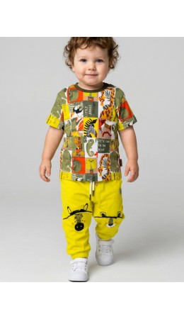 Комплект детский трикотажный для мальчиков: джемпер (футболка), брюки разноцветный