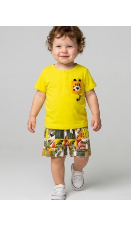 Комплект детский трикотажный для мальчиков: джемпер (футболка), шорты разноцветный