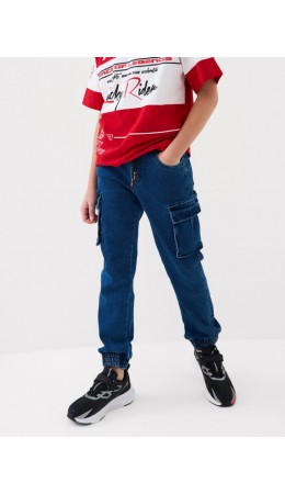 Брюки текстильные джинсовые для мальчиков синий