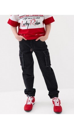 Брюки текстильные джинсовые для мальчиков черный