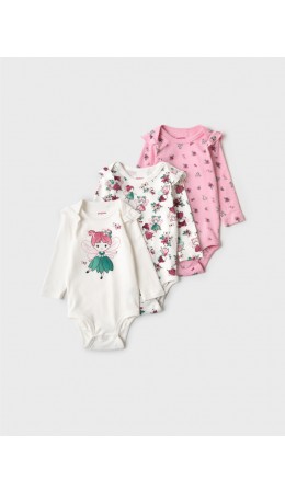 Боди детское трикотажное для девочек, 3 шт в комплекте multicolor