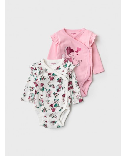 Боди детское трикотажное для девочек, 2 шт в комплекте multicolor